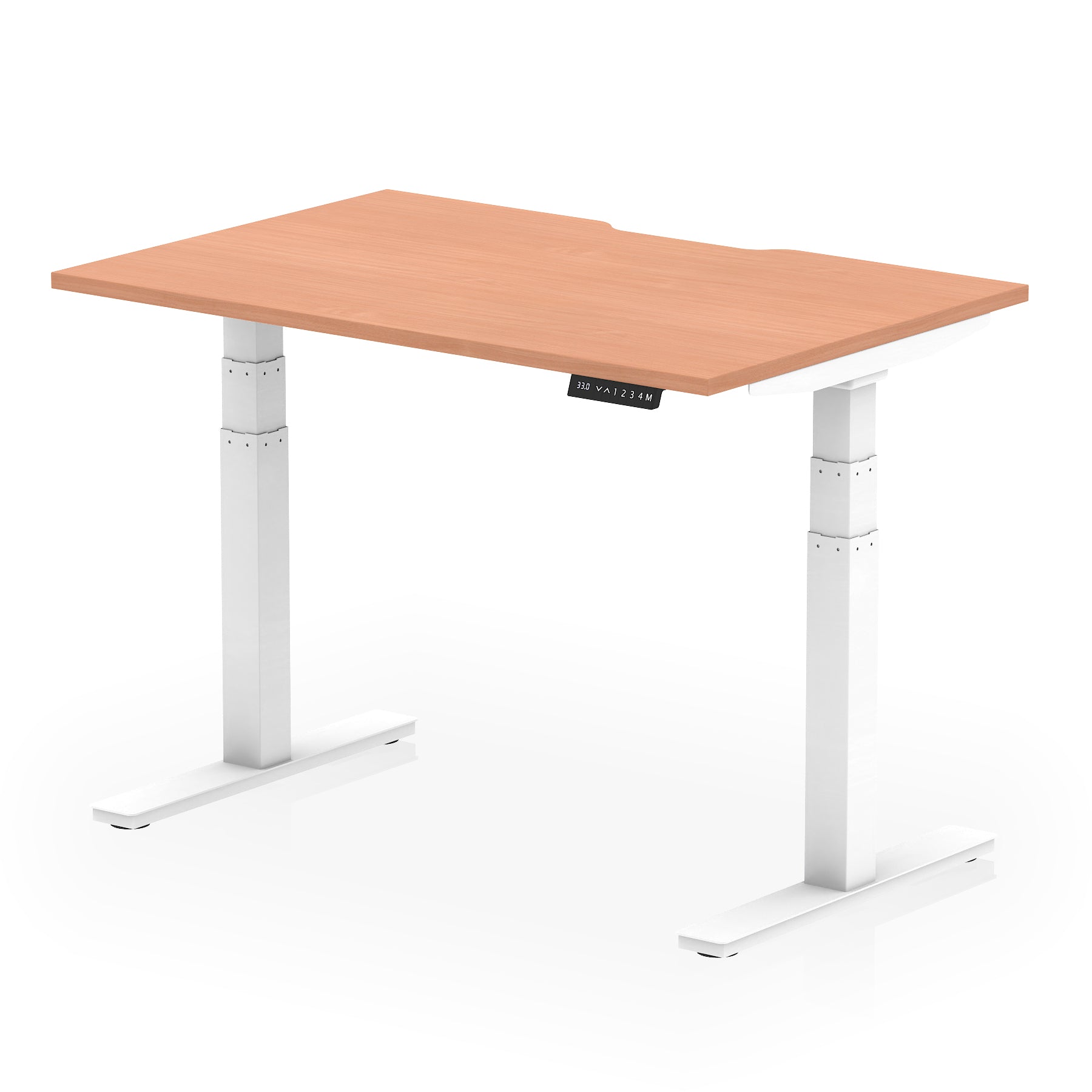 Air Scalloped Edge Height Adjustable Office Desk, 1200–1600mm, Multiple Wood Colours & Frame Options, Self-Assembly, 10yr Warranty, Durable MFC