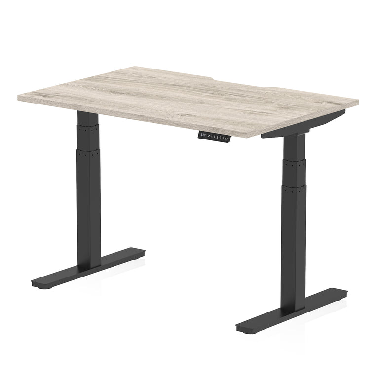 Air Scalloped Edge Height Adjustable Office Desk, 1200–1600mm, Multiple Wood Colours & Frame Options, Self-Assembly, 10yr Warranty, Durable MFC