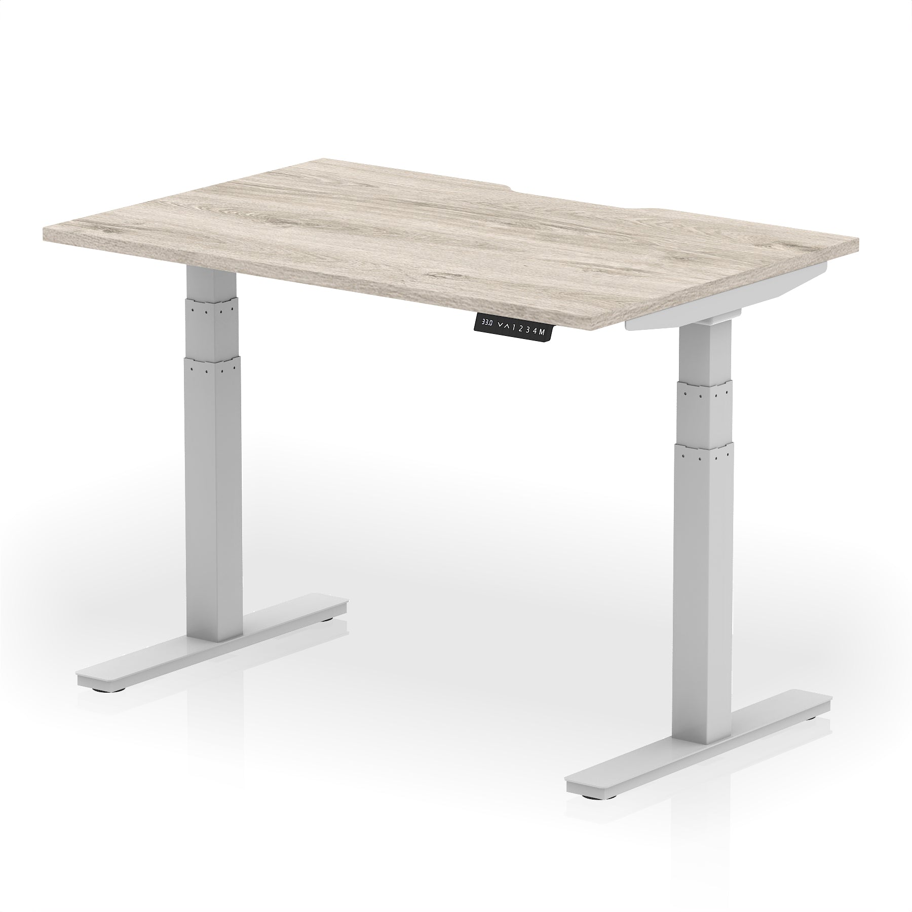Air Scalloped Edge Height Adjustable Office Desk, 1200–1600mm, Multiple Wood Colours & Frame Options, Self-Assembly, 10yr Warranty, Durable MFC