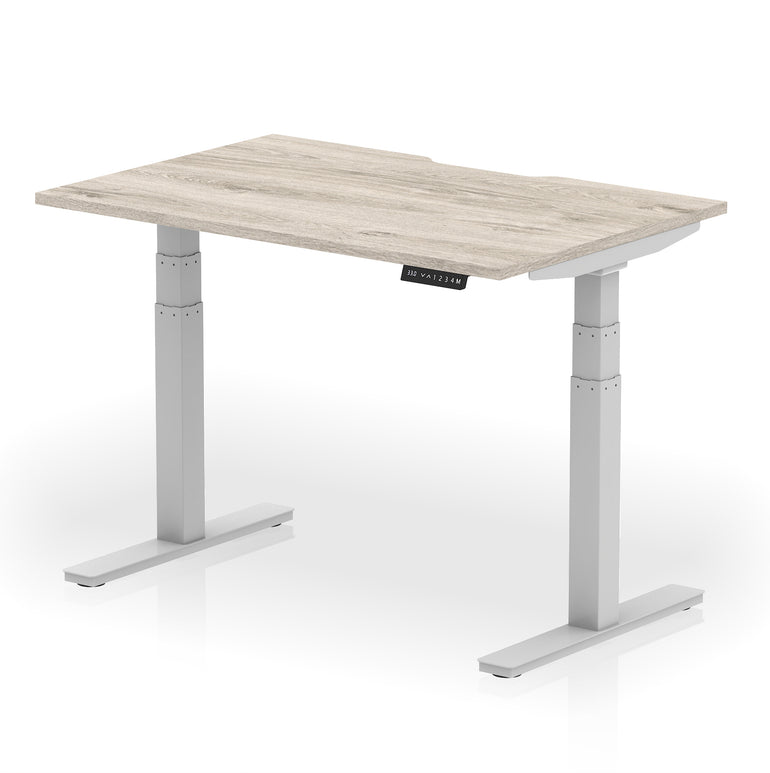 Air Scalloped Edge Height Adjustable Office Desk, 1200–1600mm, Multiple Wood Colours & Frame Options, Self-Assembly, 10yr Warranty, Durable MFC