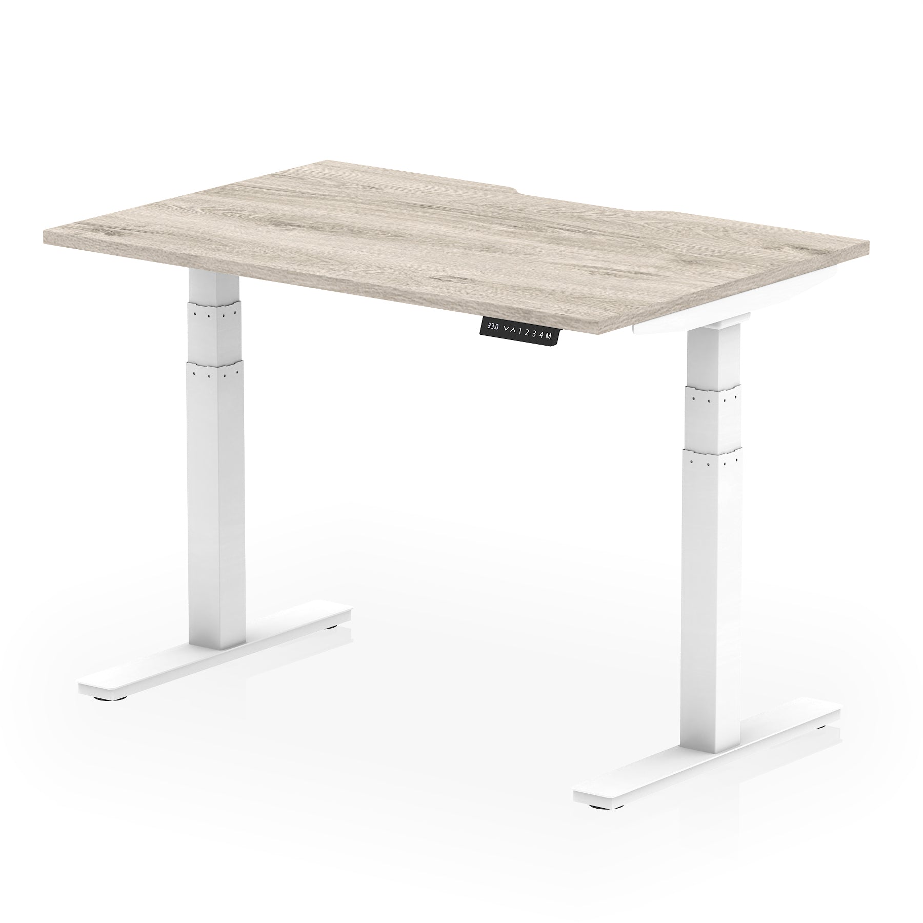 Air Scalloped Edge Height Adjustable Office Desk, 1200–1600mm, Multiple Wood Colours & Frame Options, Self-Assembly, 10yr Warranty, Durable MFC