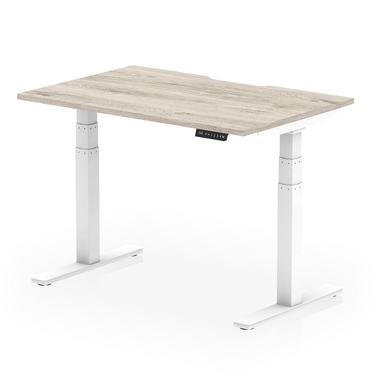 Air Scalloped Edge Height Adjustable Office Desk, 1200–1600mm, Multiple Wood Colours & Frame Options, Self-Assembly, 10yr Warranty, Durable MFC