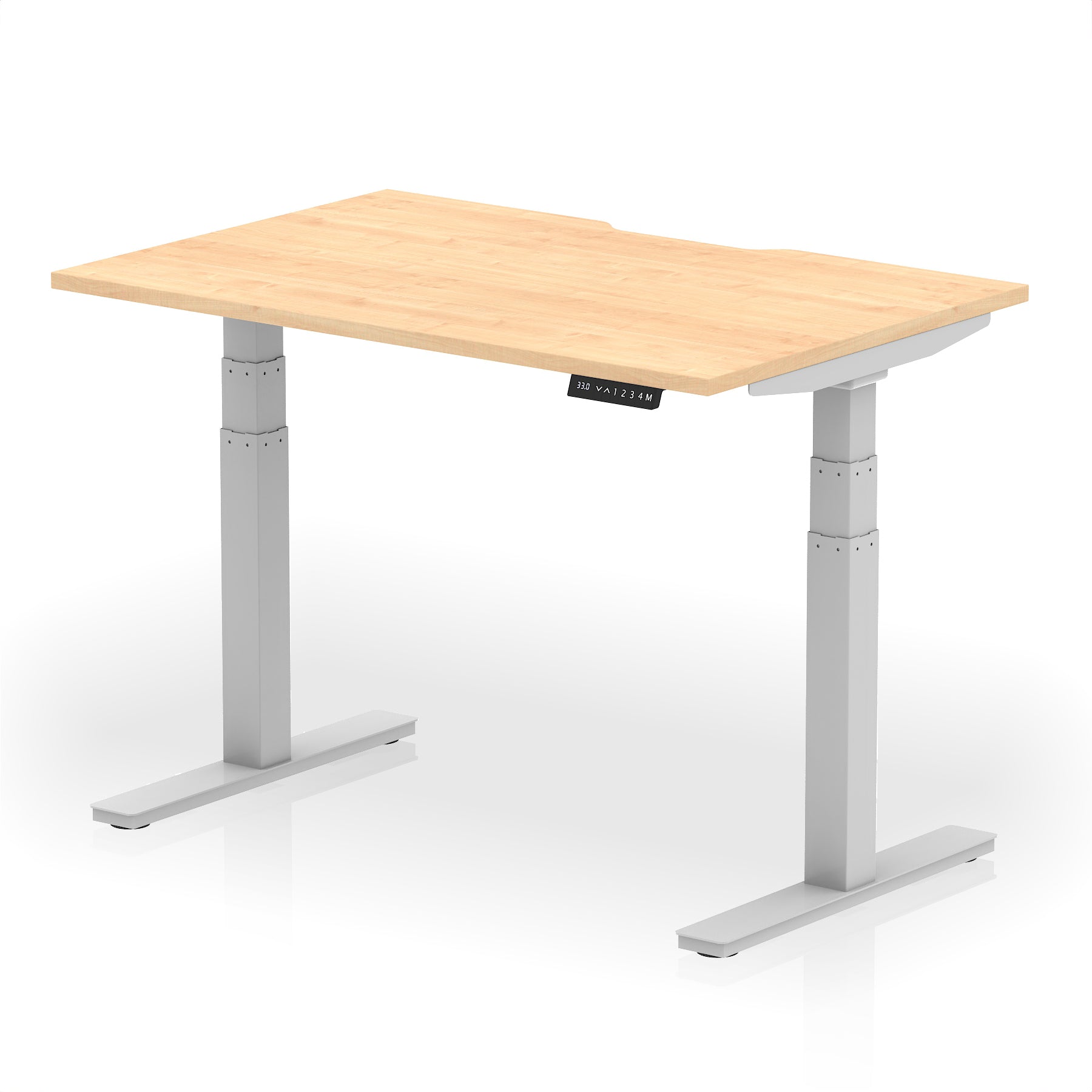 Air Scalloped Edge Height Adjustable Office Desk, 1200–1600mm, Multiple Wood Colours & Frame Options, Self-Assembly, 10yr Warranty, Durable MFC