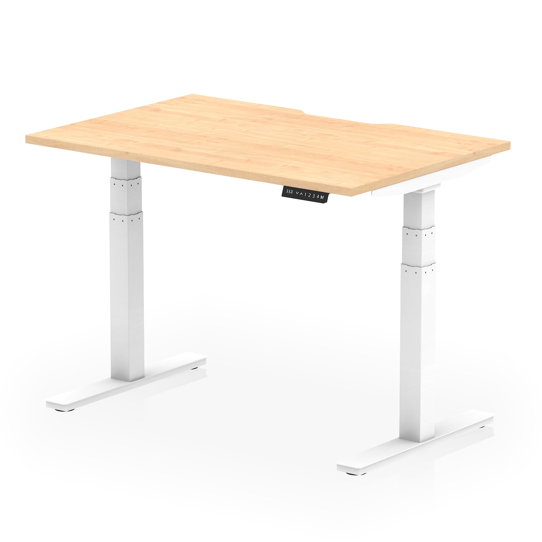 Air Scalloped Edge Height Adjustable Office Desk, 1200–1600mm, Multiple Wood Colours & Frame Options, Self-Assembly, 10yr Warranty, Durable MFC