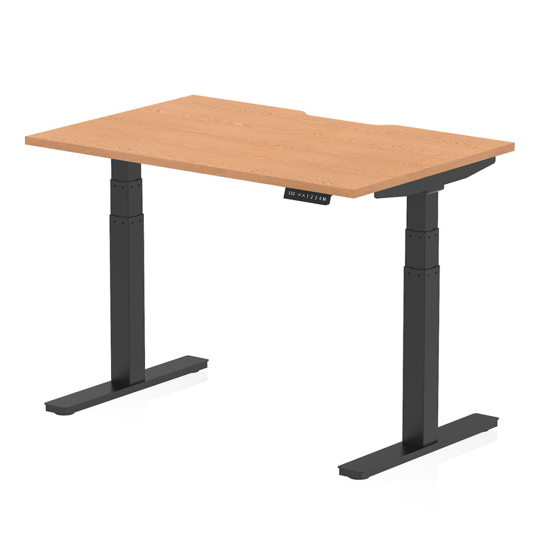Air Scalloped Edge Height Adjustable Office Desk, 1200–1600mm, Multiple Wood Colours & Frame Options, Self-Assembly, 10yr Warranty, Durable MFC