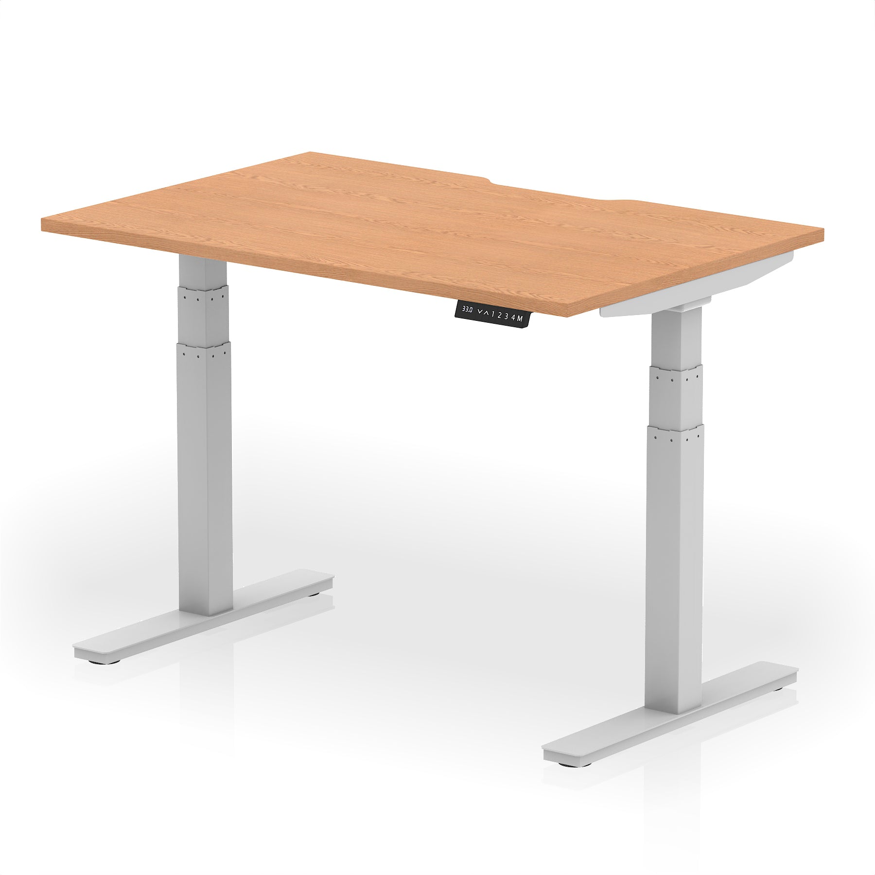 Air Scalloped Edge Height Adjustable Office Desk, 1200–1600mm, Multiple Wood Colours & Frame Options, Self-Assembly, 10yr Warranty, Durable MFC