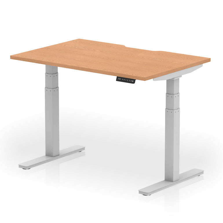 Air Scalloped Edge Height Adjustable Office Desk, 1200–1600mm, Multiple Wood Colours & Frame Options, Self-Assembly, 10yr Warranty, Durable MFC