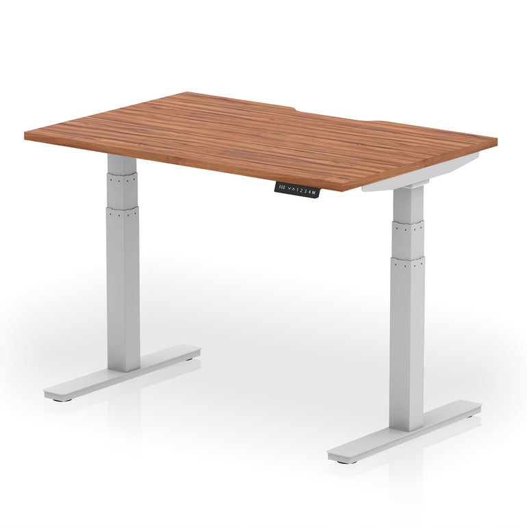 Air Scalloped Edge Height Adjustable Office Desk, 1200–1600mm, Multiple Wood Colours & Frame Options, Self-Assembly, 10yr Warranty, Durable MFC