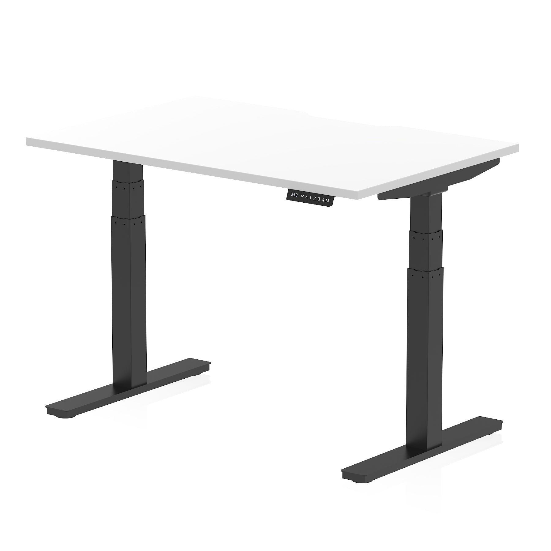 Air Scalloped Edge Height Adjustable Office Desk, 1200–1600mm, Multiple Wood Colours & Frame Options, Self-Assembly, 10yr Warranty, Durable MFC