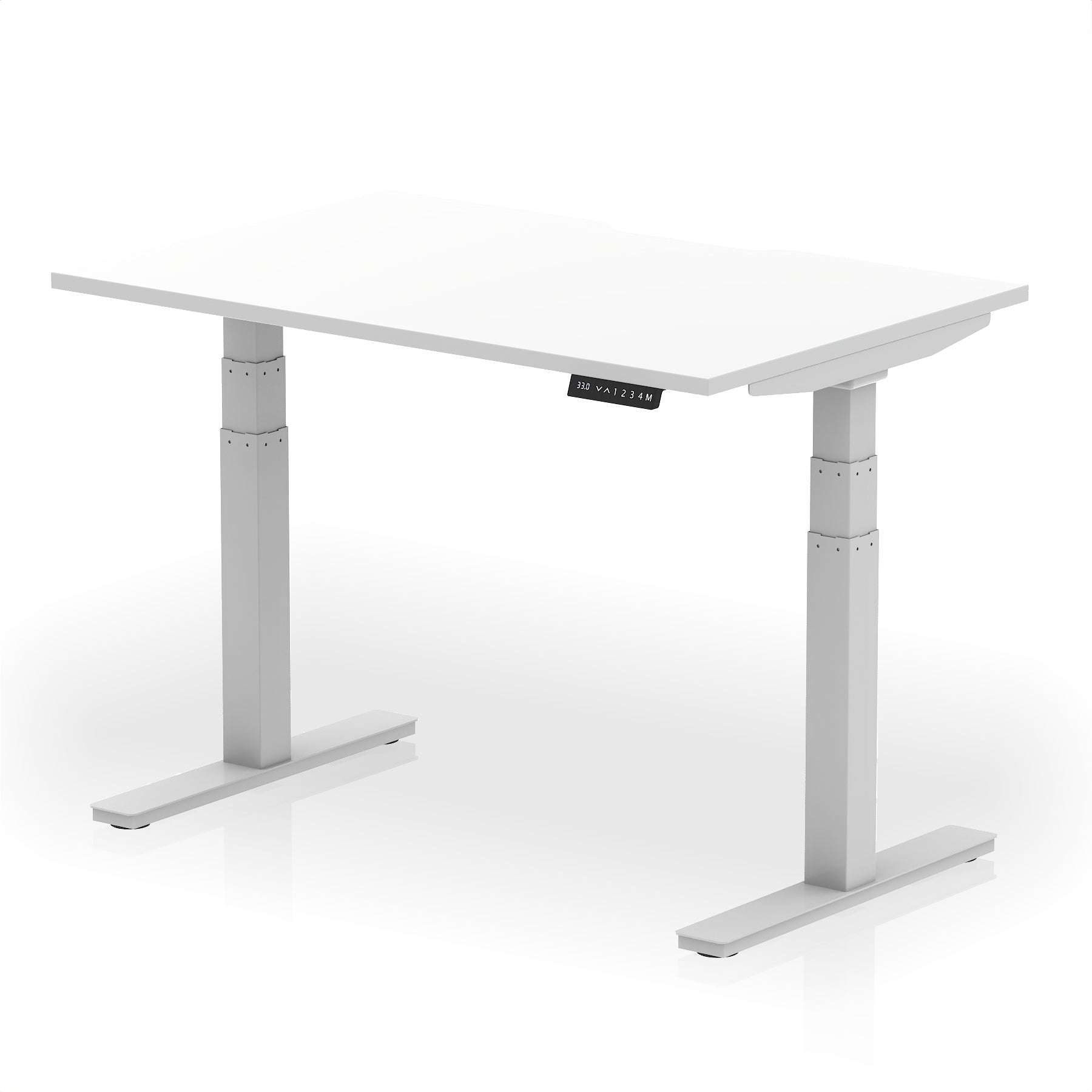 Air Scalloped Edge Height Adjustable Office Desk, 1200–1600mm, Multiple Wood Colours & Frame Options, Self-Assembly, 10yr Warranty, Durable MFC
