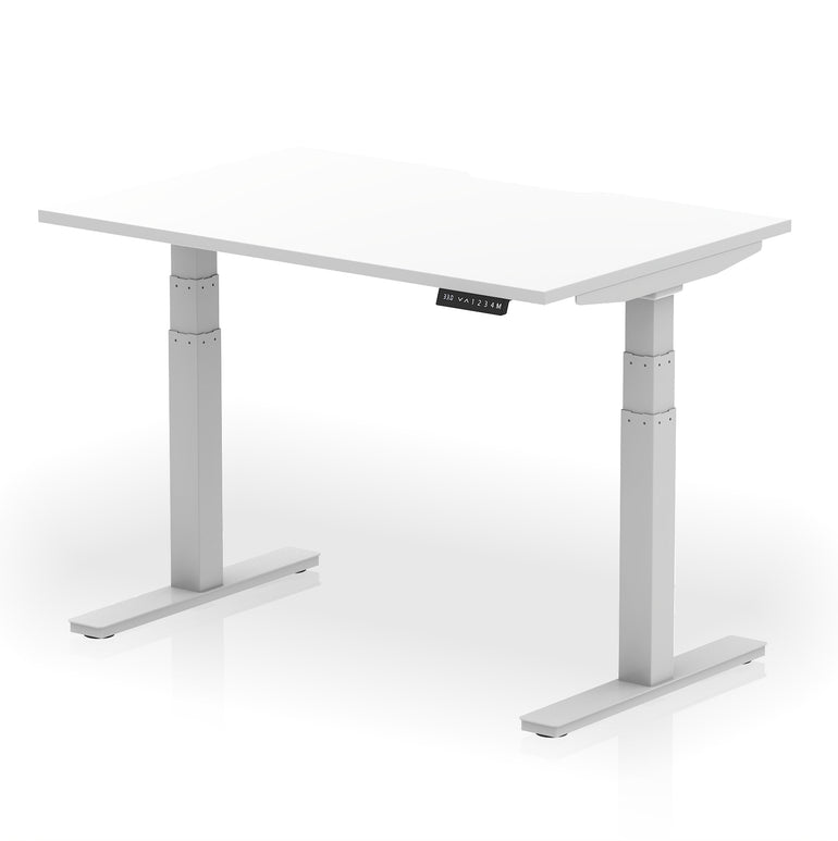 Air Scalloped Edge Height Adjustable Office Desk, 1200–1600mm, Multiple Wood Colours & Frame Options, Self-Assembly, 10yr Warranty, Durable MFC