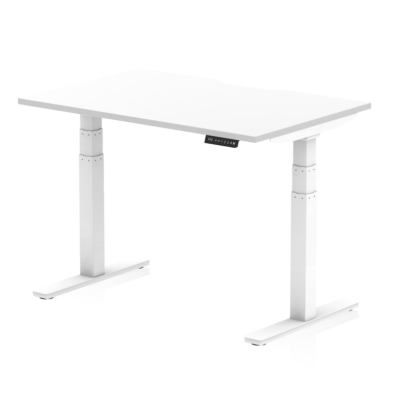 Air Scalloped Edge Height Adjustable Office Desk, 1200–1600mm, Multiple Wood Colours & Frame Options, Self-Assembly, 10yr Warranty, Durable MFC