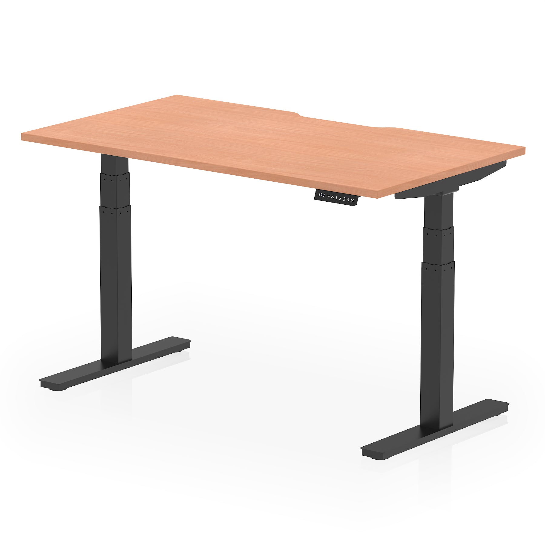 Air Scalloped Edge Height Adjustable Office Desk, 1200–1600mm, Multiple Wood Colours & Frame Options, Self-Assembly, 10yr Warranty, Durable MFC