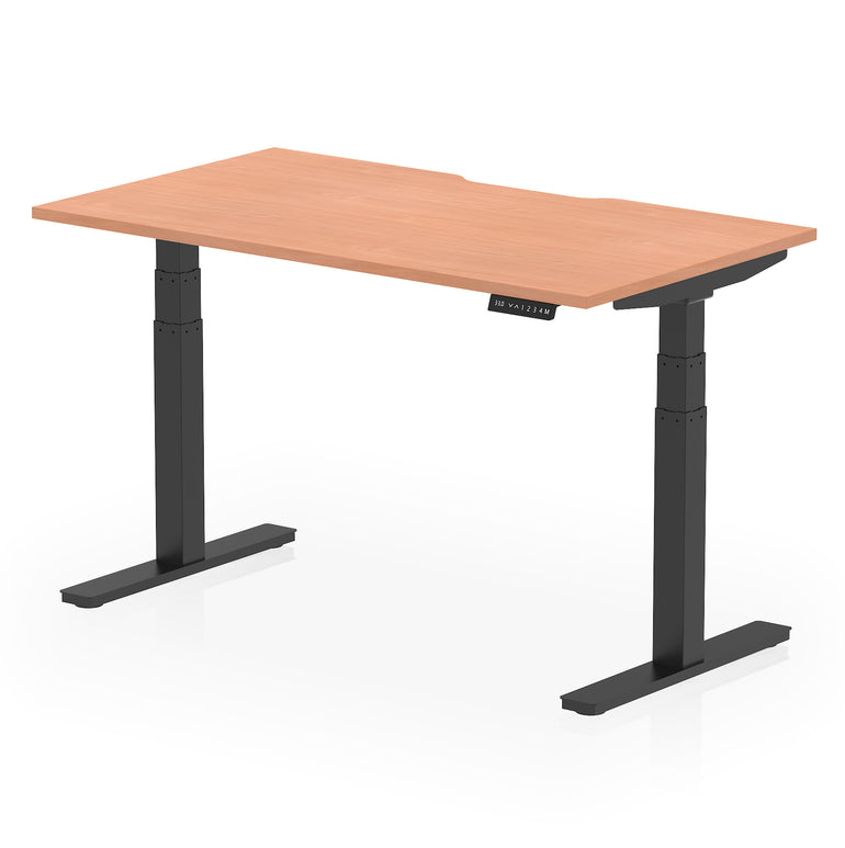 Air Scalloped Edge Height Adjustable Office Desk, 1200–1600mm, Multiple Wood Colours & Frame Options, Self-Assembly, 10yr Warranty, Durable MFC