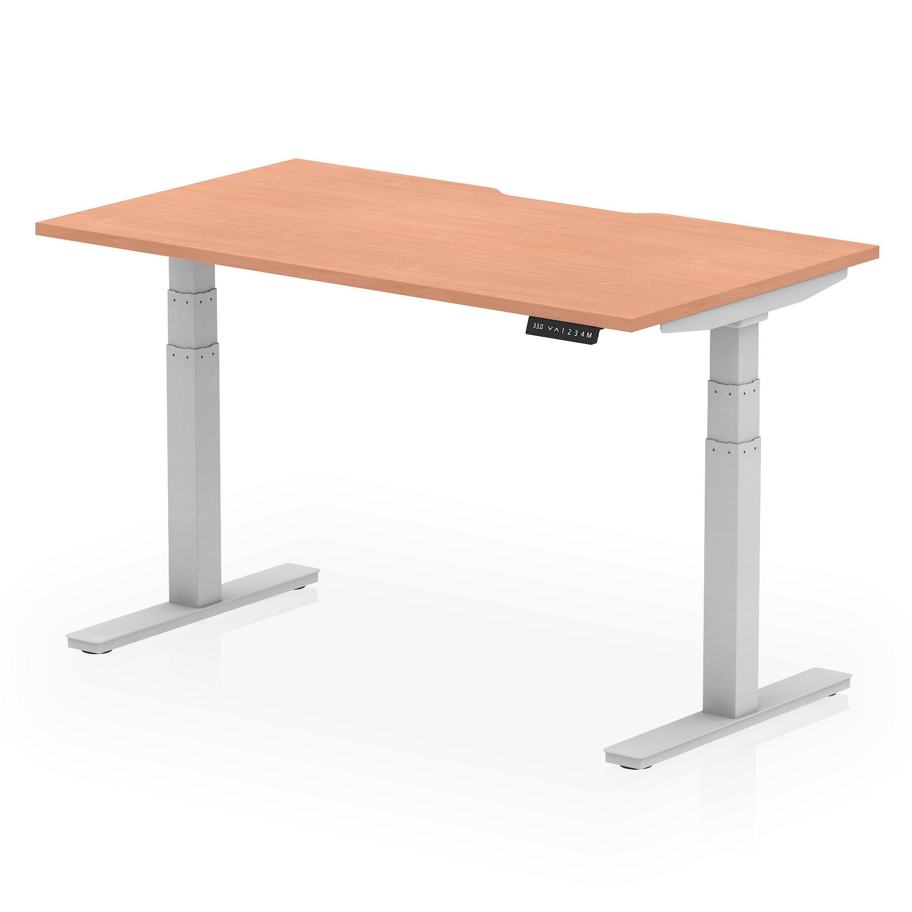 Air Scalloped Edge Height Adjustable Office Desk, 1200–1600mm, Multiple Wood Colours & Frame Options, Self-Assembly, 10yr Warranty, Durable MFC
