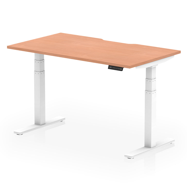 Air Scalloped Edge Height Adjustable Office Desk, 1200–1600mm, Multiple Wood Colours & Frame Options, Self-Assembly, 10yr Warranty, Durable MFC