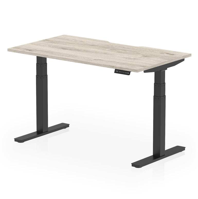 Air Scalloped Edge Height Adjustable Office Desk, 1200–1600mm, Multiple Wood Colours & Frame Options, Self-Assembly, 10yr Warranty, Durable MFC