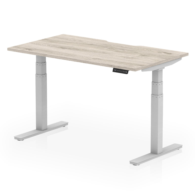 Air Scalloped Edge Height Adjustable Office Desk, 1200–1600mm, Multiple Wood Colours & Frame Options, Self-Assembly, 10yr Warranty, Durable MFC