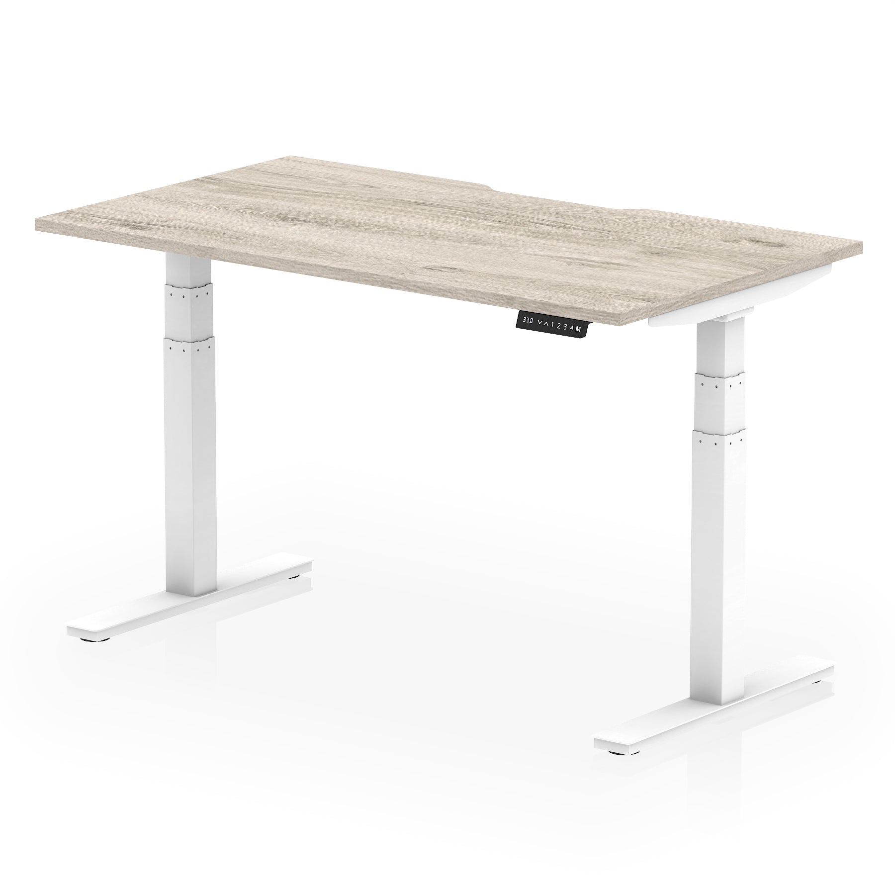 Air Scalloped Edge Height Adjustable Office Desk, 1200–1600mm, Multiple Wood Colours & Frame Options, Self-Assembly, 10yr Warranty, Durable MFC