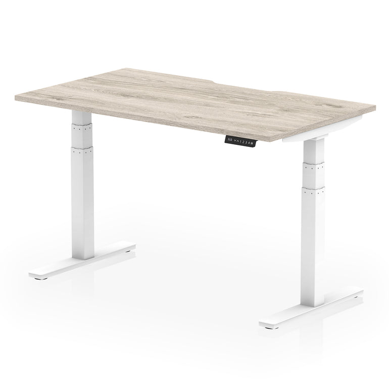 Air Scalloped Edge Height Adjustable Office Desk, 1200–1600mm, Multiple Wood Colours & Frame Options, Self-Assembly, 10yr Warranty, Durable MFC