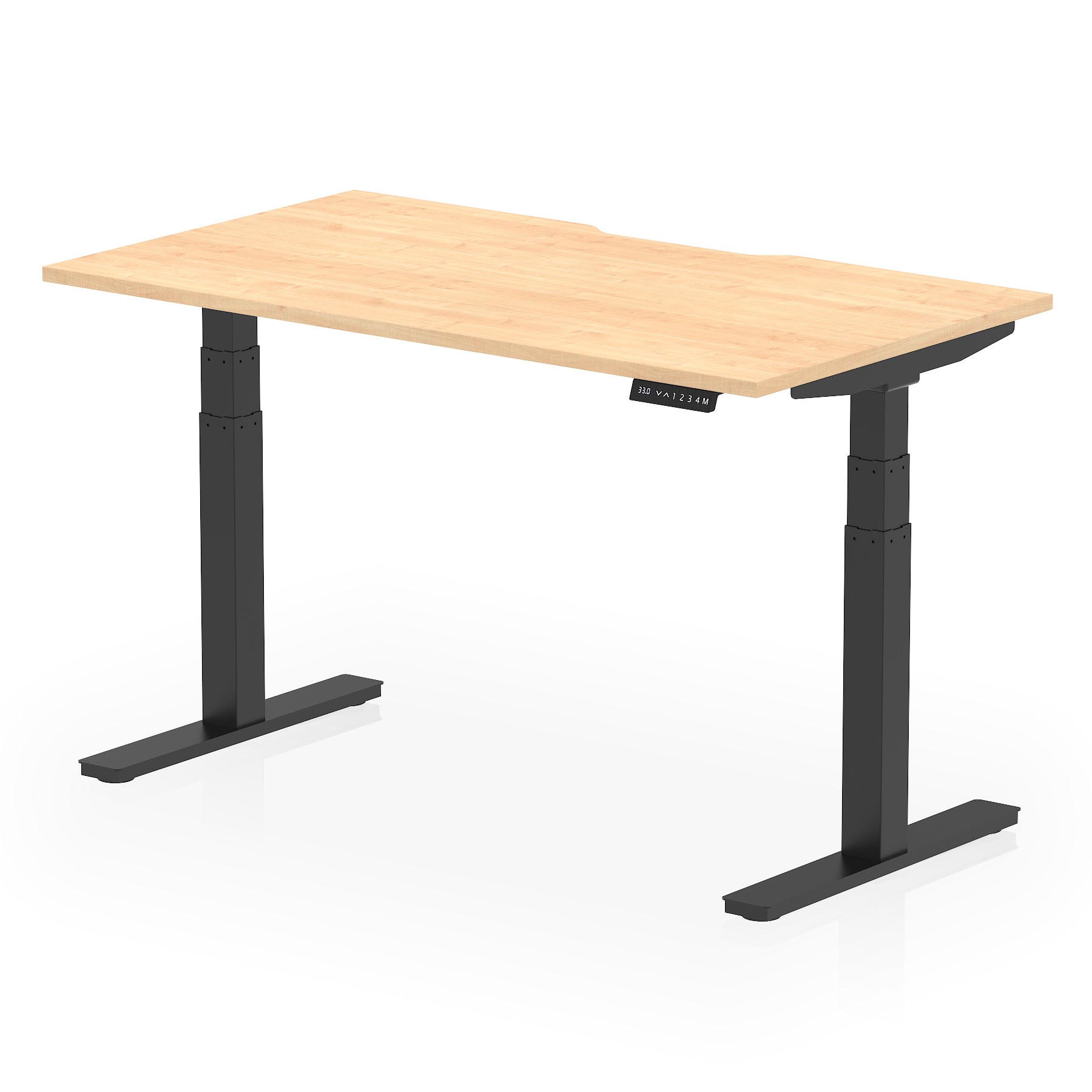 Air Scalloped Edge Height Adjustable Office Desk, 1200–1600mm, Multiple Wood Colours & Frame Options, Self-Assembly, 10yr Warranty, Durable MFC