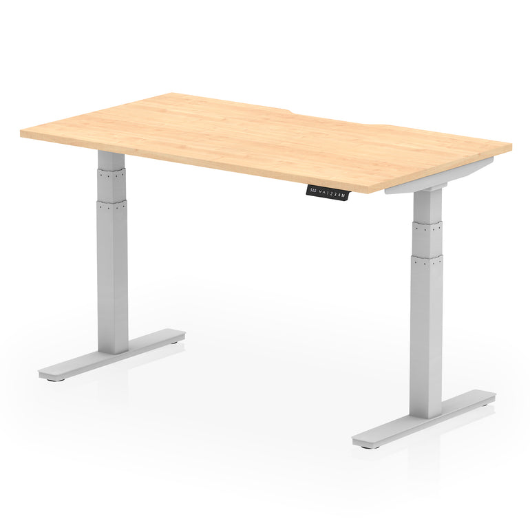 Air Scalloped Edge Height Adjustable Office Desk, 1200–1600mm, Multiple Wood Colours & Frame Options, Self-Assembly, 10yr Warranty, Durable MFC