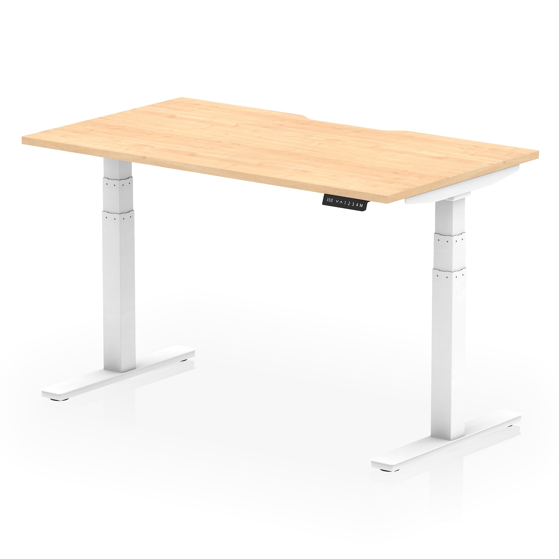 Air Scalloped Edge Height Adjustable Office Desk, 1200–1600mm, Multiple Wood Colours & Frame Options, Self-Assembly, 10yr Warranty, Durable MFC