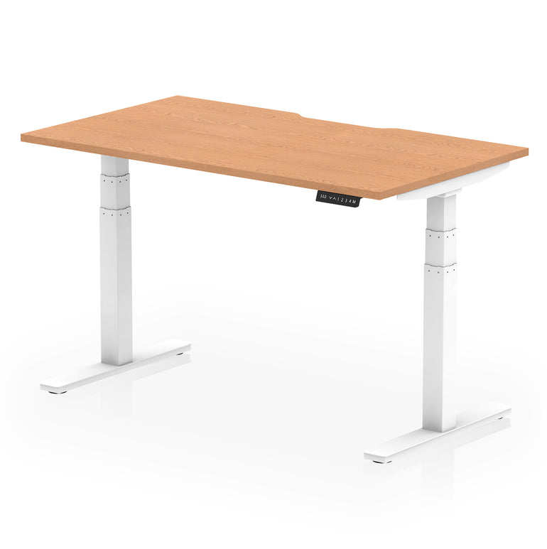 Air Scalloped Edge Height Adjustable Office Desk, 1200–1600mm, Multiple Wood Colours & Frame Options, Self-Assembly, 10yr Warranty, Durable MFC