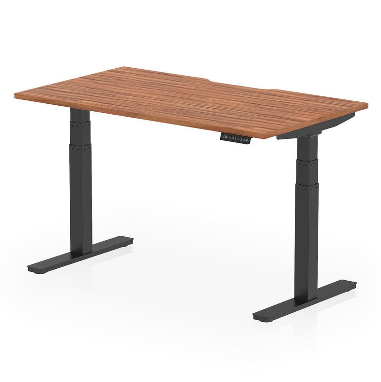 Air Scalloped Edge Height Adjustable Office Desk, 1200–1600mm, Multiple Wood Colours & Frame Options, Self-Assembly, 10yr Warranty, Durable MFC
