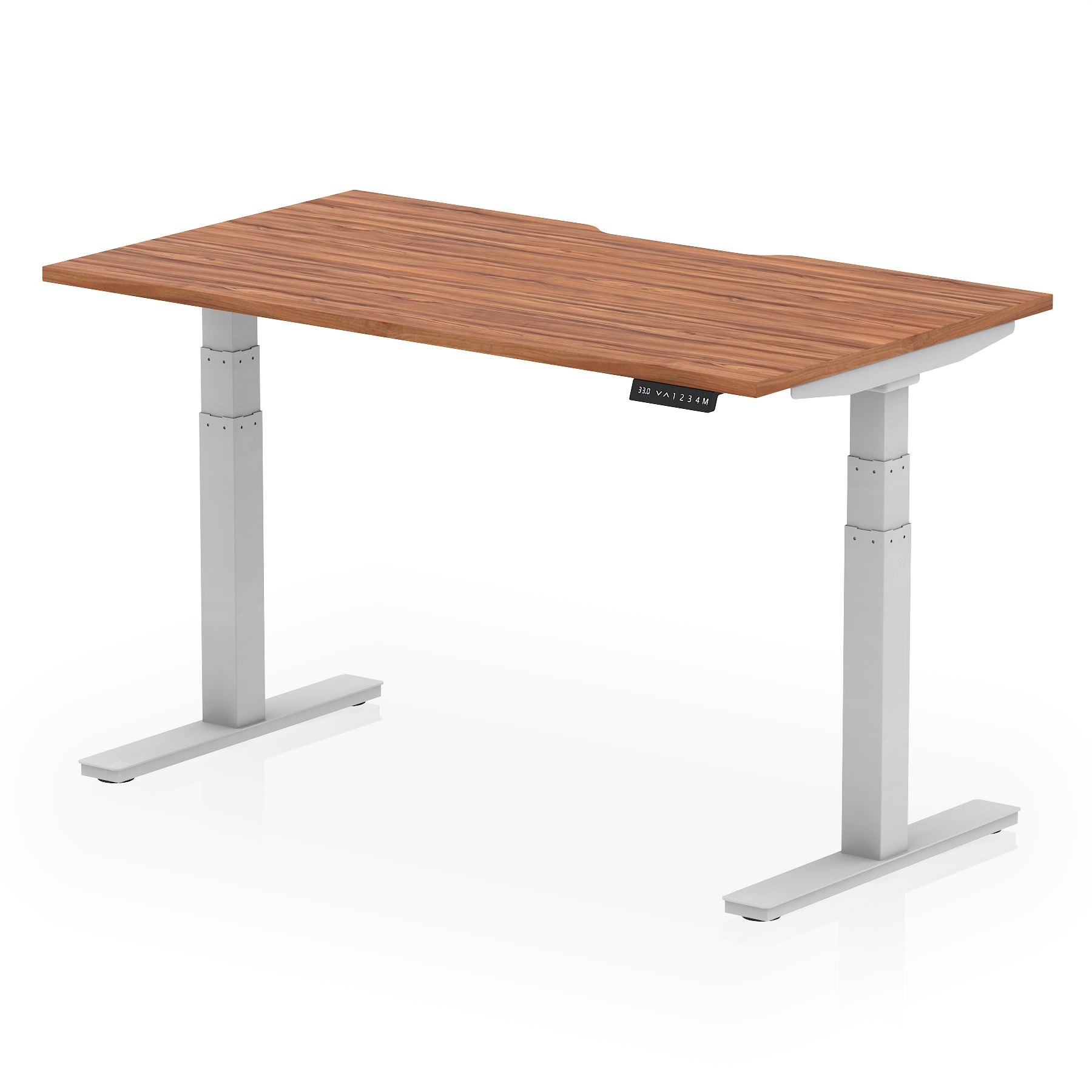 Air Scalloped Edge Height Adjustable Office Desk, 1200–1600mm, Multiple Wood Colours & Frame Options, Self-Assembly, 10yr Warranty, Durable MFC