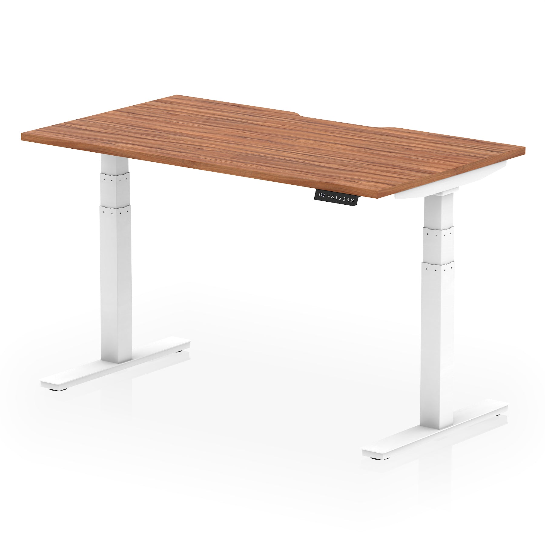 Air Scalloped Edge Height Adjustable Office Desk, 1200–1600mm, Multiple Wood Colours & Frame Options, Self-Assembly, 10yr Warranty, Durable MFC