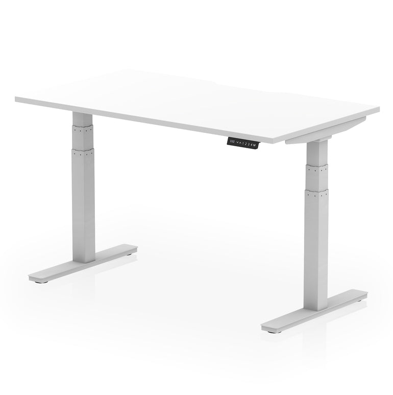 Air Scalloped Edge Height Adjustable Office Desk, 1200–1600mm, Multiple Wood Colours & Frame Options, Self-Assembly, 10yr Warranty, Durable MFC