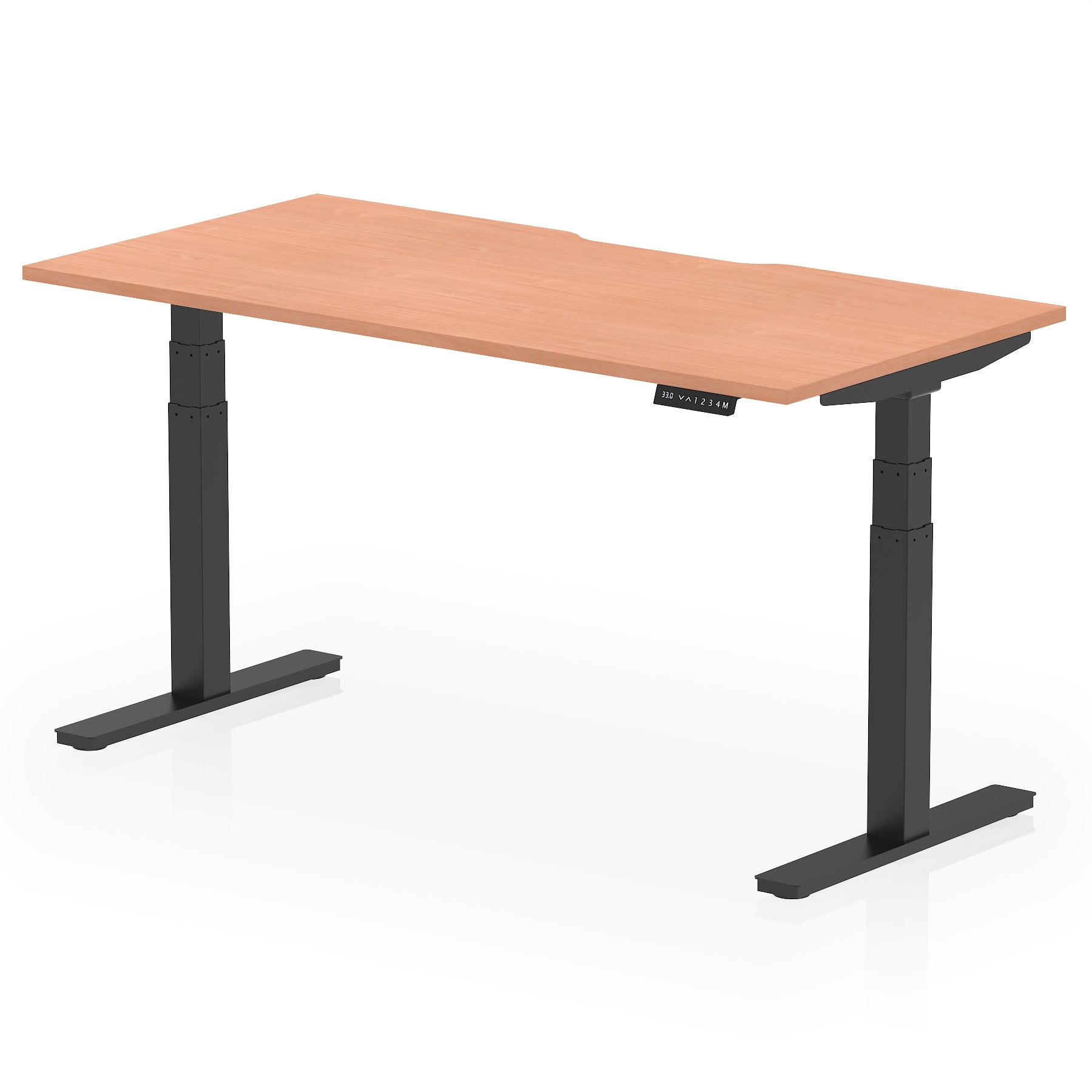 Air Scalloped Edge Height Adjustable Office Desk, 1200–1600mm, Multiple Wood Colours & Frame Options, Self-Assembly, 10yr Warranty, Durable MFC