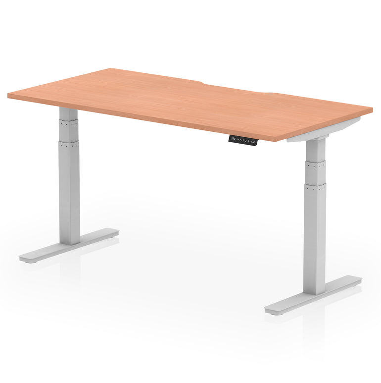 Air Scalloped Edge Height Adjustable Office Desk, 1200–1600mm, Multiple Wood Colours & Frame Options, Self-Assembly, 10yr Warranty, Durable MFC