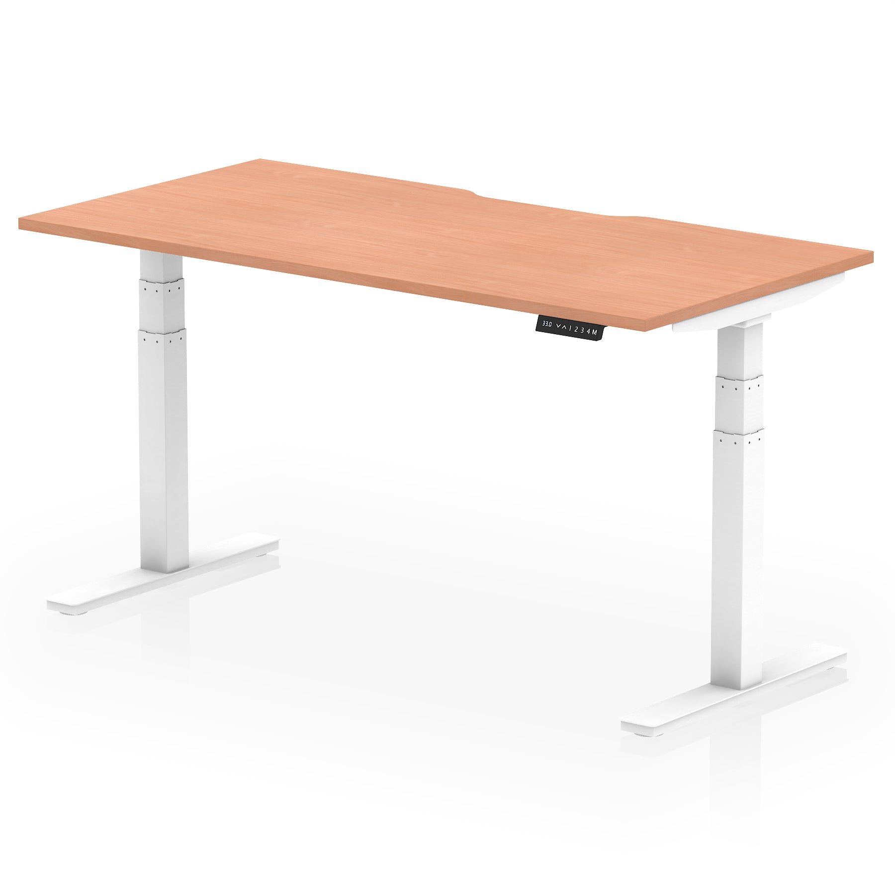 Air Scalloped Edge Height Adjustable Office Desk, 1200–1600mm, Multiple Wood Colours & Frame Options, Self-Assembly, 10yr Warranty, Durable MFC
