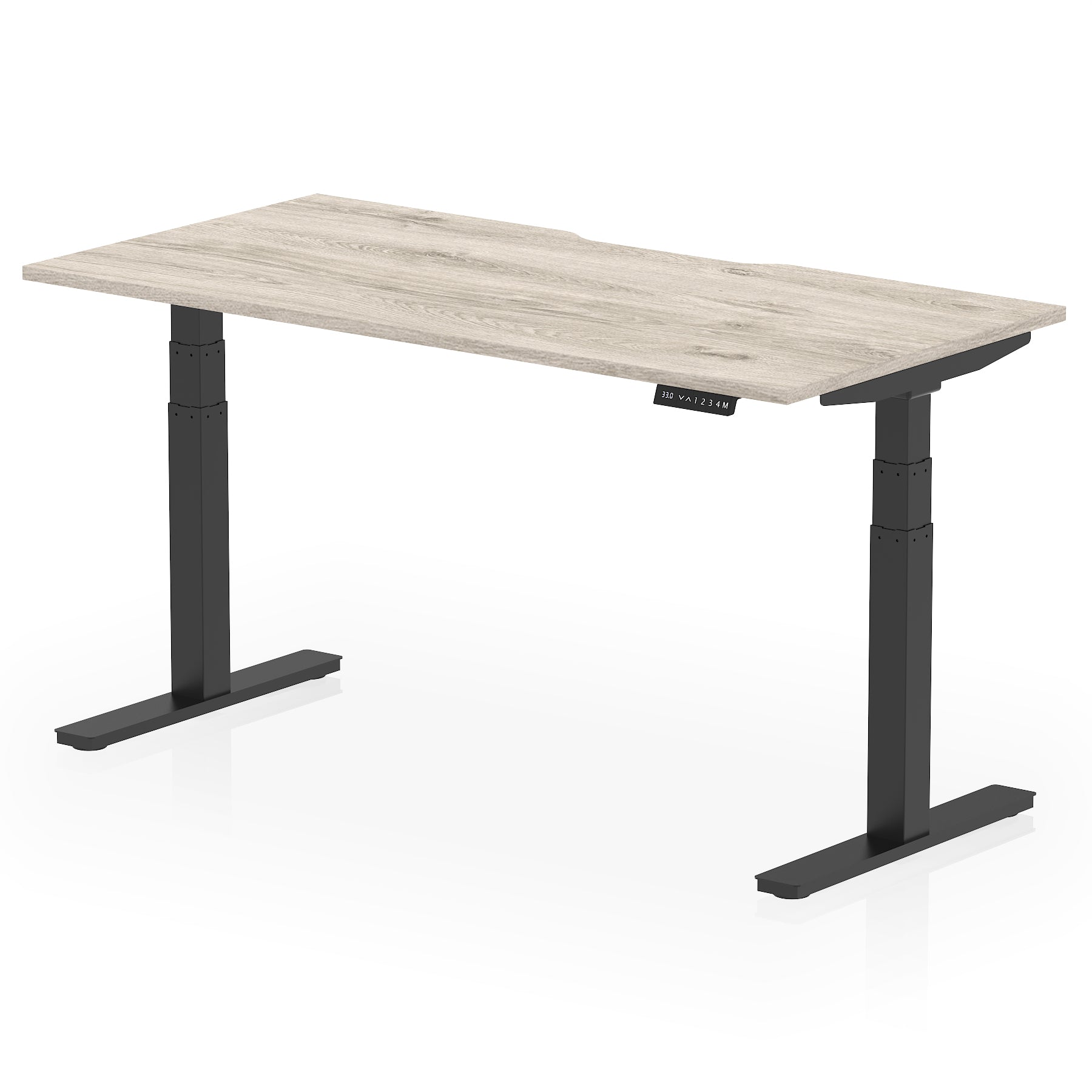 Air Scalloped Edge Height Adjustable Office Desk, 1200–1600mm, Multiple Wood Colours & Frame Options, Self-Assembly, 10yr Warranty, Durable MFC