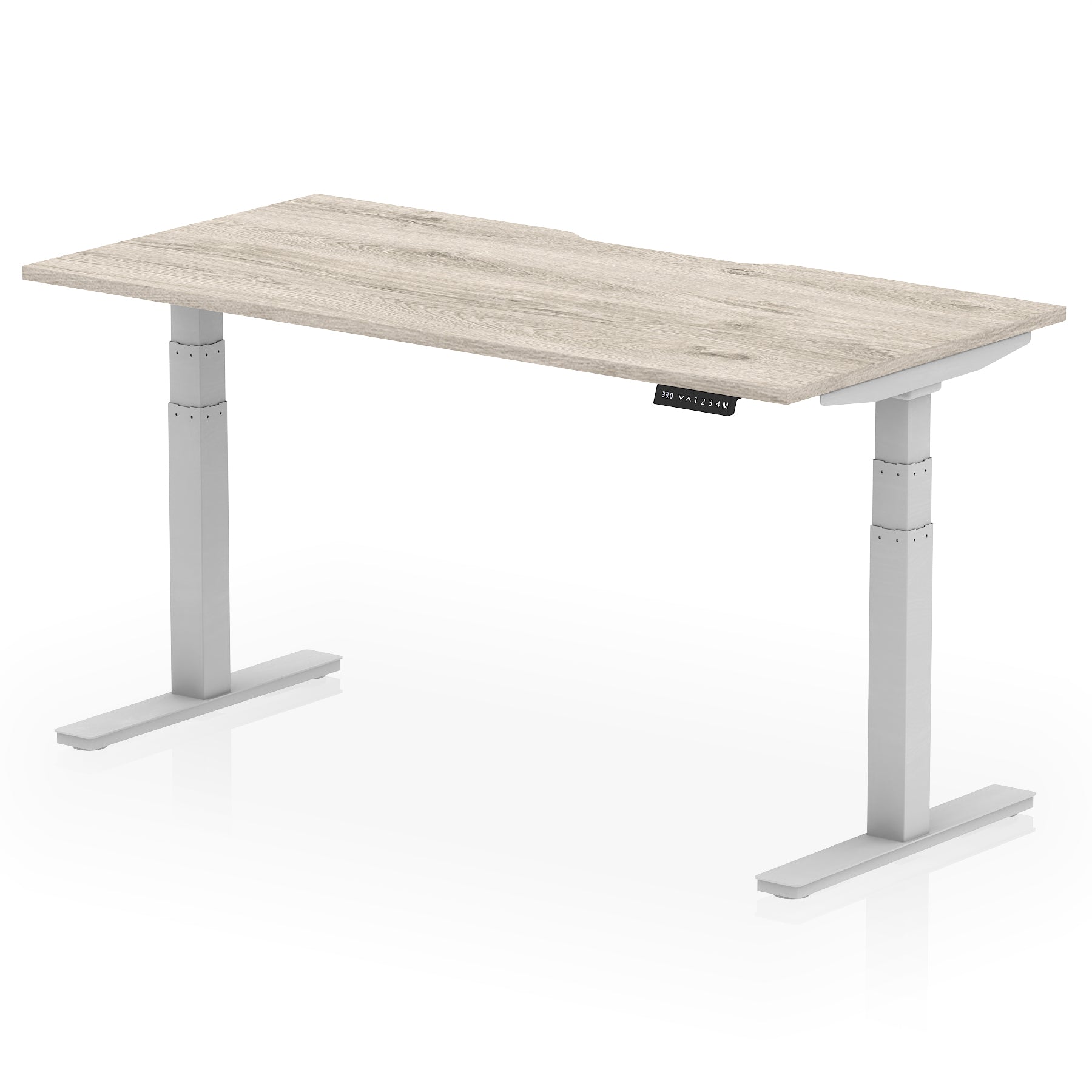 Air Scalloped Edge Height Adjustable Office Desk, 1200–1600mm, Multiple Wood Colours & Frame Options, Self-Assembly, 10yr Warranty, Durable MFC