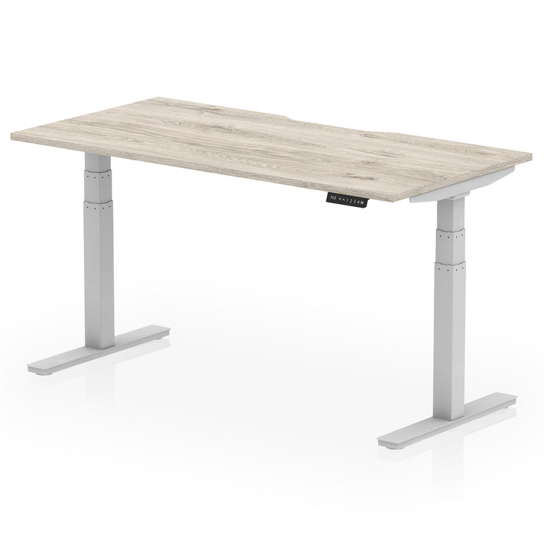 Air Scalloped Edge Height Adjustable Office Desk, 1200–1600mm, Multiple Wood Colours & Frame Options, Self-Assembly, 10yr Warranty, Durable MFC