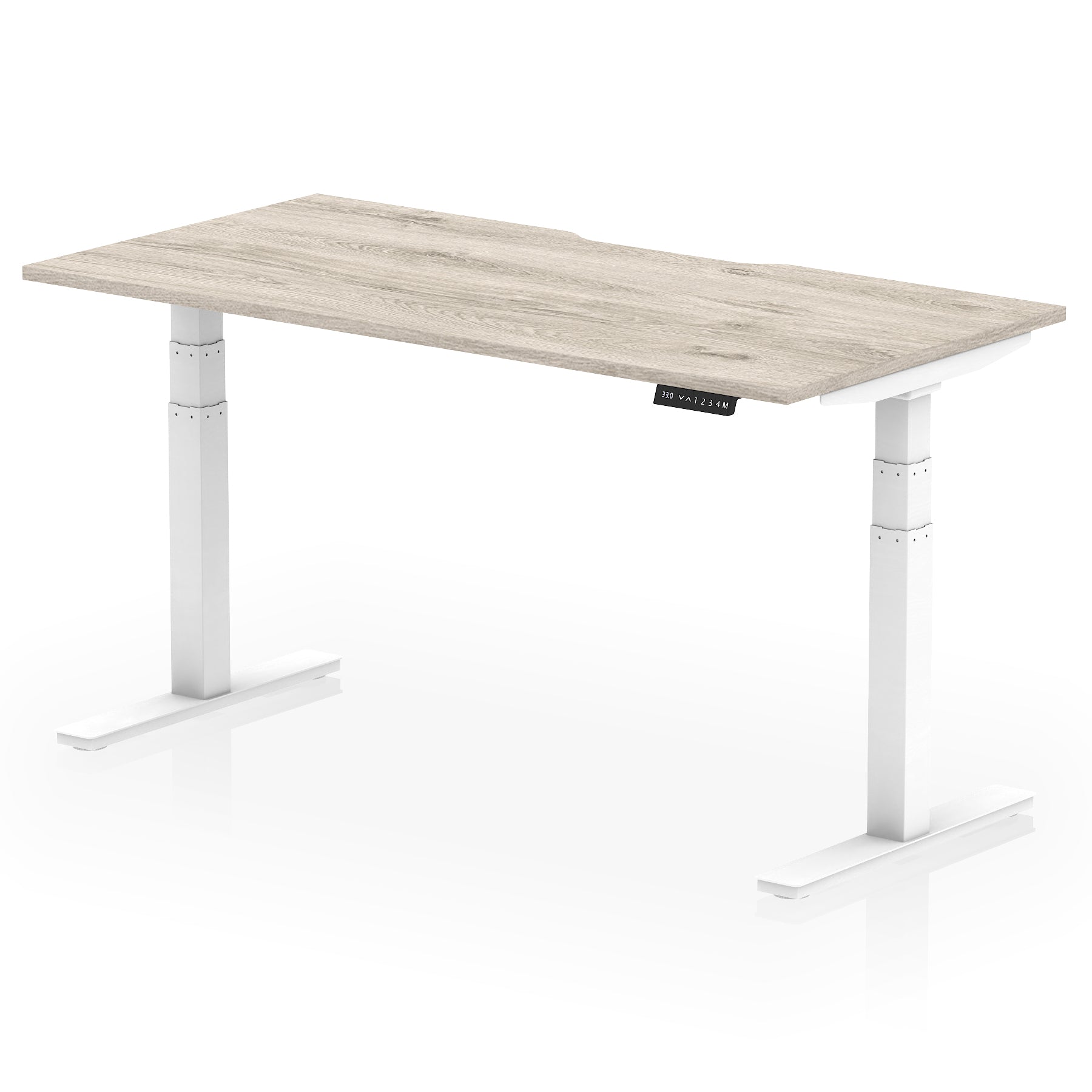 Air Scalloped Edge Height Adjustable Office Desk, 1200–1600mm, Multiple Wood Colours & Frame Options, Self-Assembly, 10yr Warranty, Durable MFC