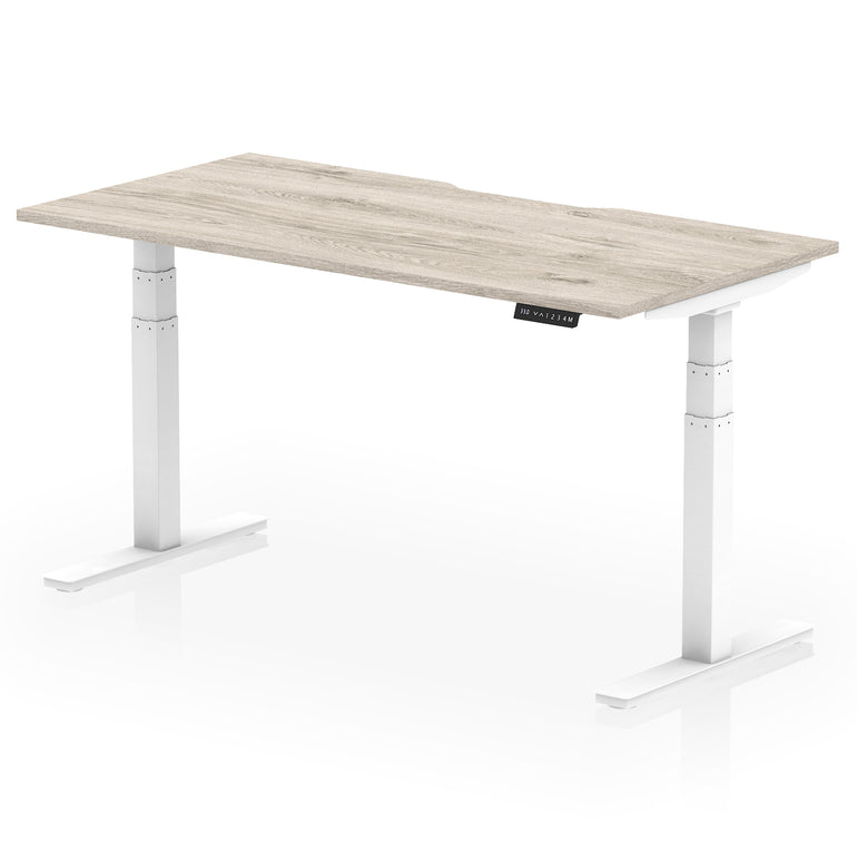 Air Scalloped Edge Height Adjustable Office Desk, 1200–1600mm, Multiple Wood Colours & Frame Options, Self-Assembly, 10yr Warranty, Durable MFC