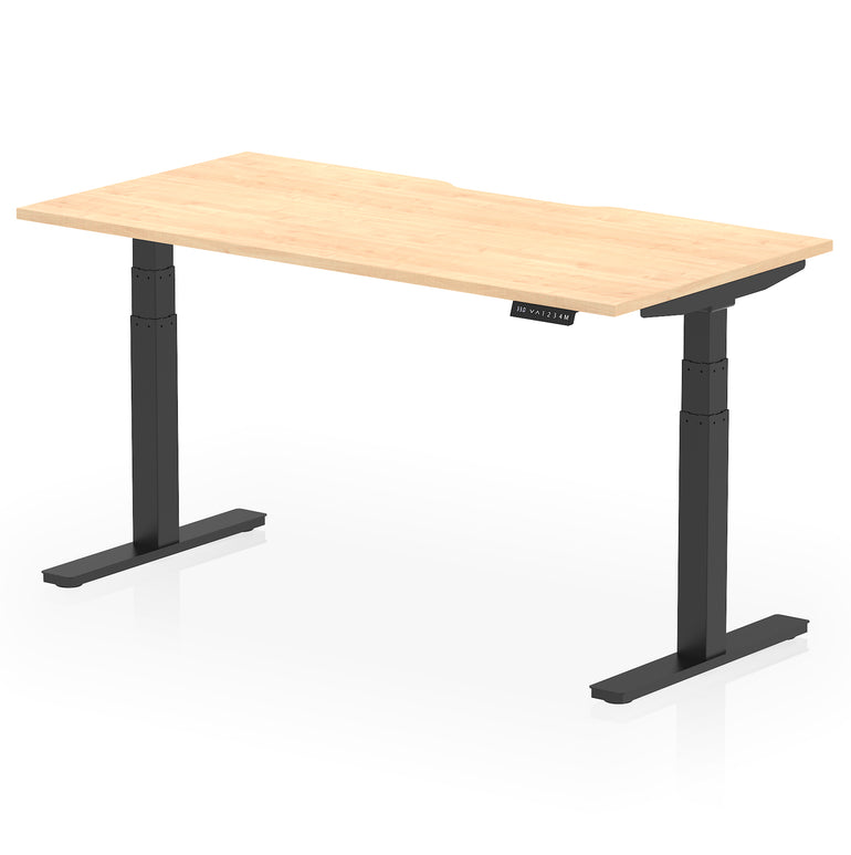 Air Scalloped Edge Height Adjustable Office Desk, 1200–1600mm, Multiple Wood Colours & Frame Options, Self-Assembly, 10yr Warranty, Durable MFC