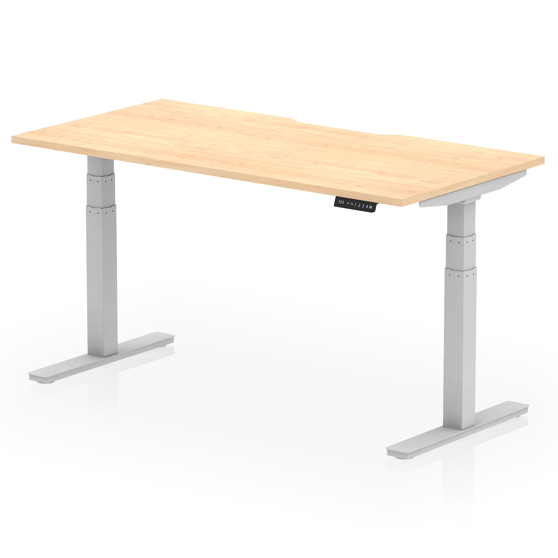 Air Scalloped Edge Height Adjustable Office Desk, 1200–1600mm, Multiple Wood Colours & Frame Options, Self-Assembly, 10yr Warranty, Durable MFC