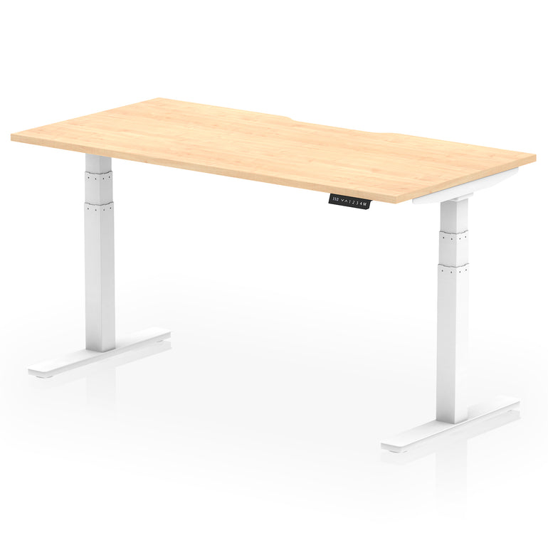 Air Scalloped Edge Height Adjustable Office Desk, 1200–1600mm, Multiple Wood Colours & Frame Options, Self-Assembly, 10yr Warranty, Durable MFC