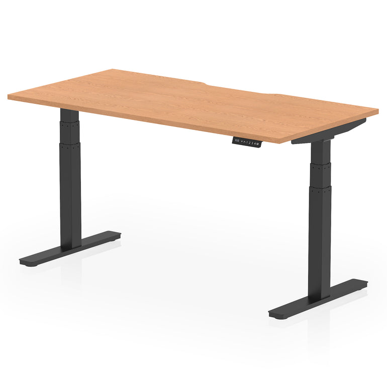 Air Scalloped Edge Height Adjustable Office Desk, 1200–1600mm, Multiple Wood Colours & Frame Options, Self-Assembly, 10yr Warranty, Durable MFC