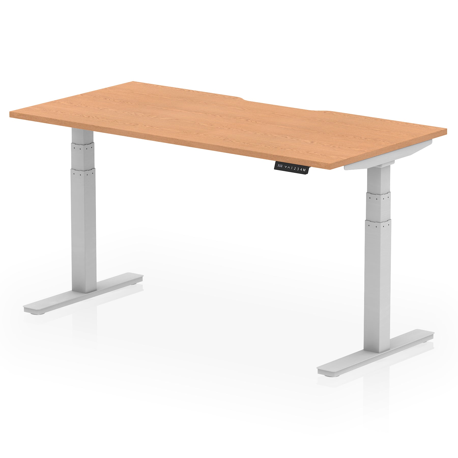 Air Scalloped Edge Height Adjustable Office Desk, 1200–1600mm, Multiple Wood Colours & Frame Options, Self-Assembly, 10yr Warranty, Durable MFC