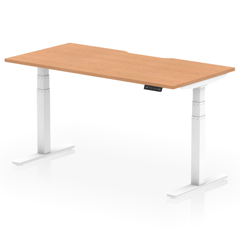 Air Scalloped Edge Height Adjustable Office Desk, 1200–1600mm, Multiple Wood Colours & Frame Options, Self-Assembly, 10yr Warranty, Durable MFC