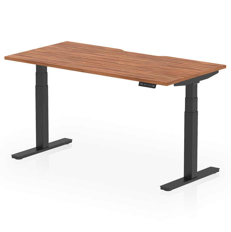 Air Scalloped Edge Height Adjustable Office Desk, 1200–1600mm, Multiple Wood Colours & Frame Options, Self-Assembly, 10yr Warranty, Durable MFC