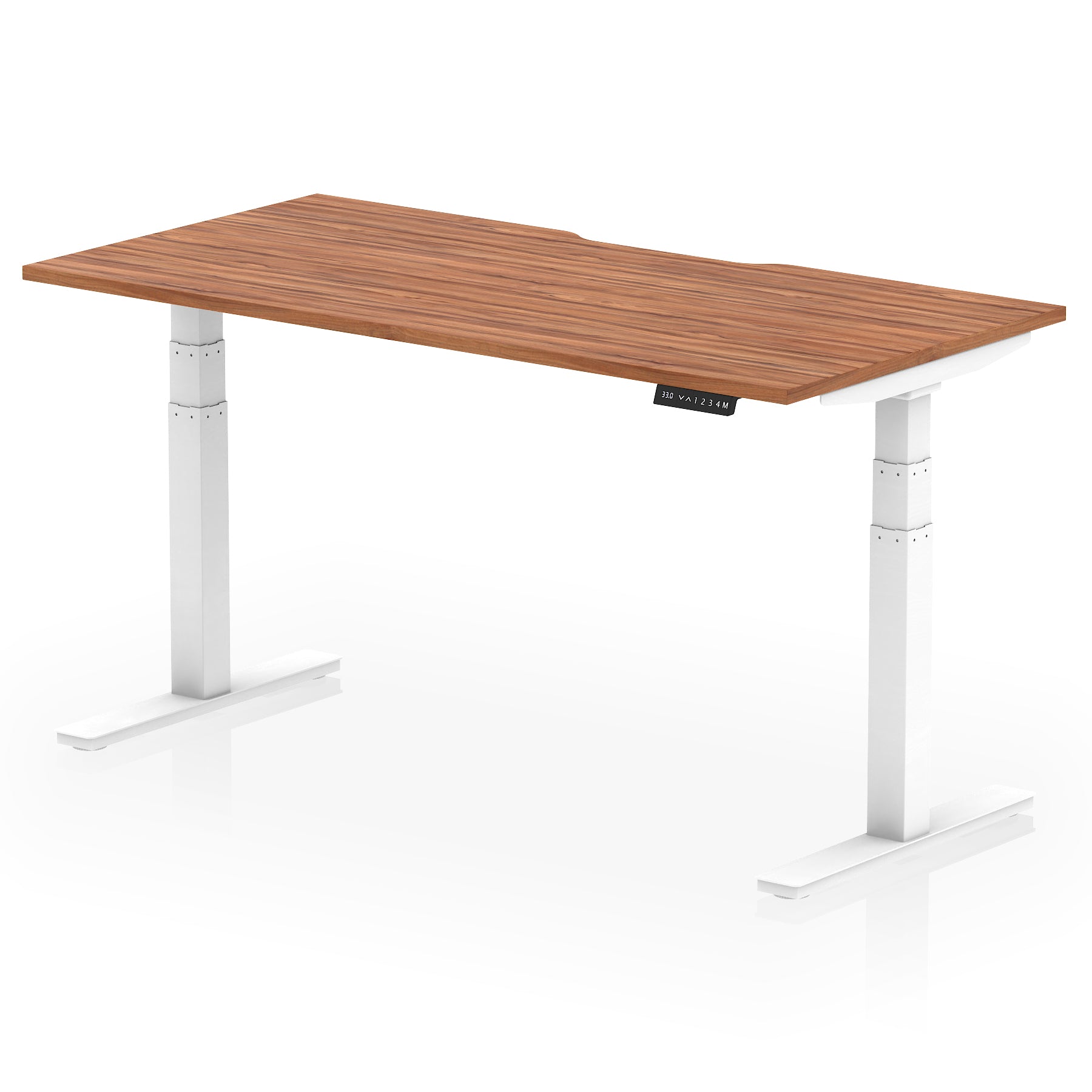 Air Scalloped Edge Height Adjustable Office Desk, 1200–1600mm, Multiple Wood Colours & Frame Options, Self-Assembly, 10yr Warranty, Durable MFC