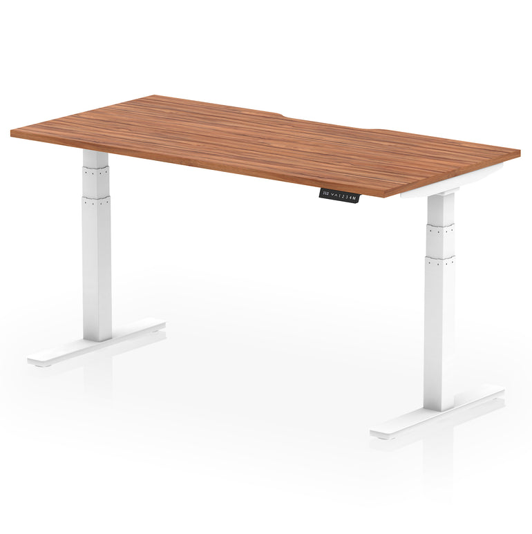 Air Scalloped Edge Height Adjustable Office Desk, 1200–1600mm, Multiple Wood Colours & Frame Options, Self-Assembly, 10yr Warranty, Durable MFC