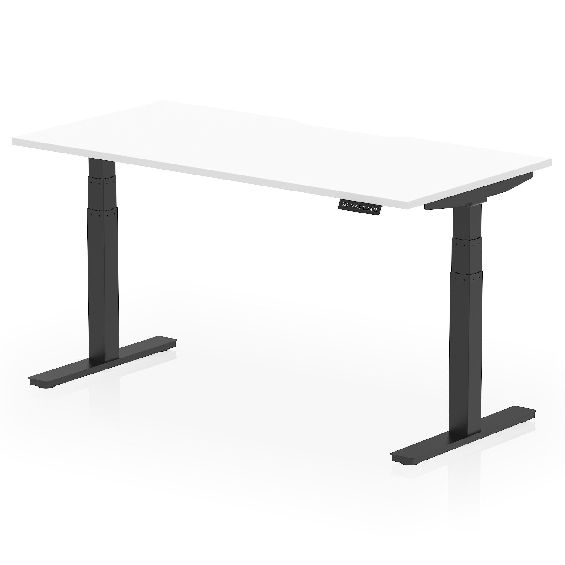 Air Scalloped Edge Height Adjustable Office Desk, 1200–1600mm, Multiple Wood Colours & Frame Options, Self-Assembly, 10yr Warranty, Durable MFC